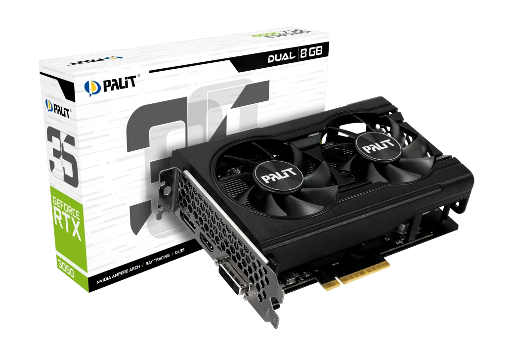 Palit RTX 3050 8GB Dual (NE63050018P1-1070D) Відеокарти image 1