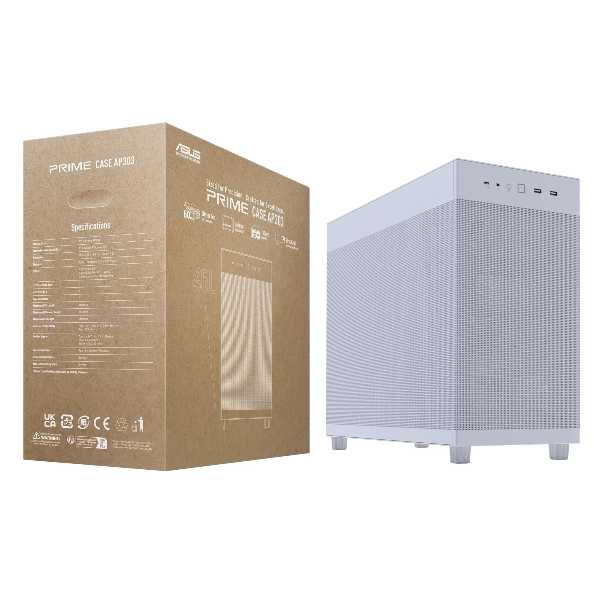Корпус ASUS AP303 MESH WHITE (90DC00V3-B39000) Корпуси image 1