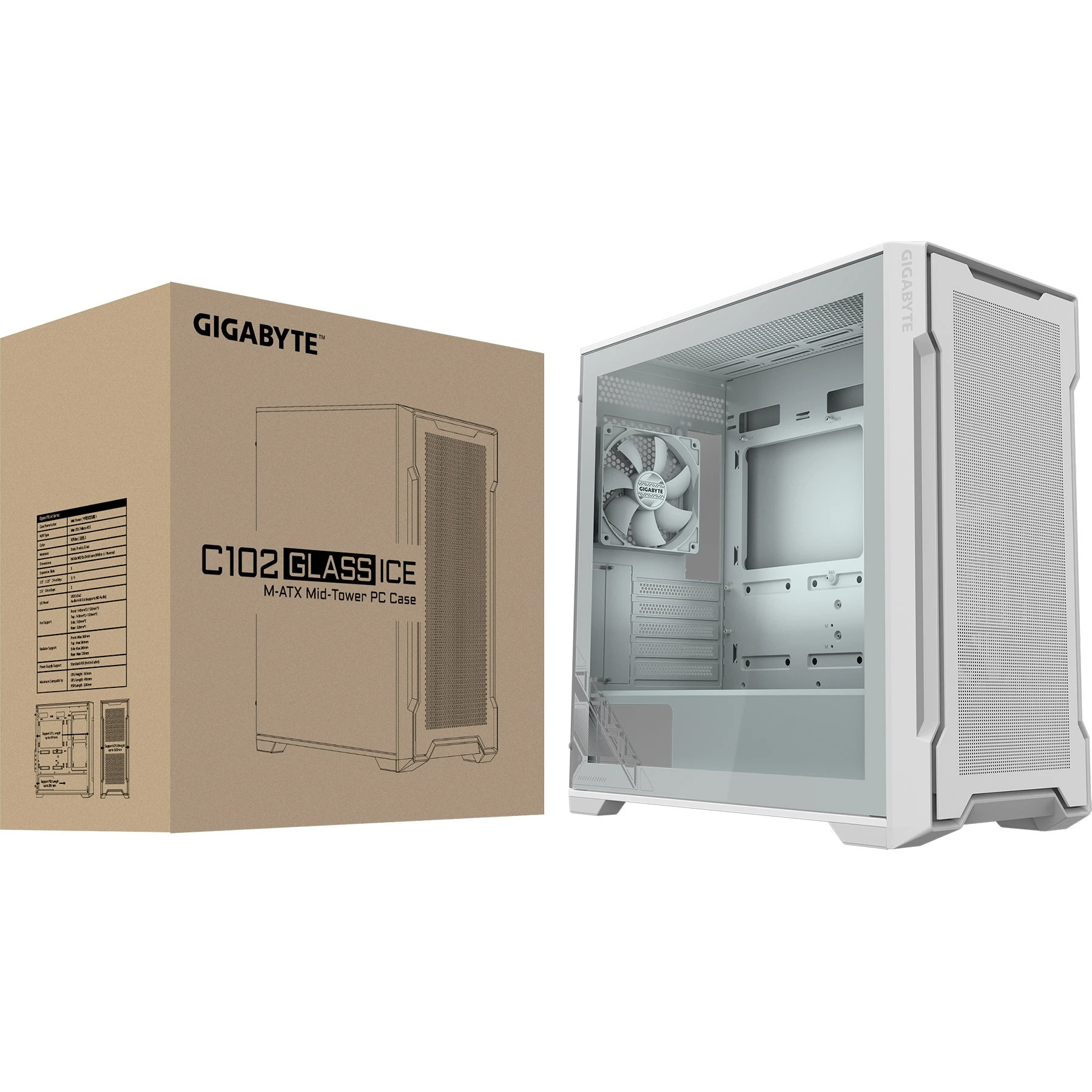 Корпус Gigabyte C102 Glass Ice White без БЖ (GB-C102GI) Корпуси image 4