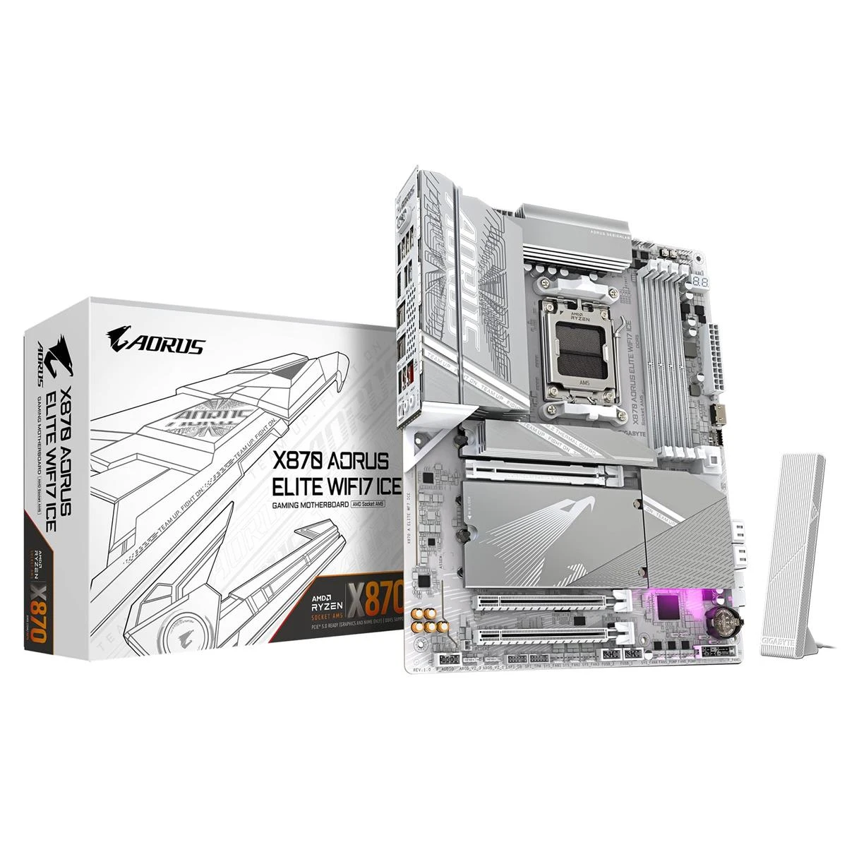 Gigabyte X870 Aorus Elite WiFi7 Ice Материнські плати image 1