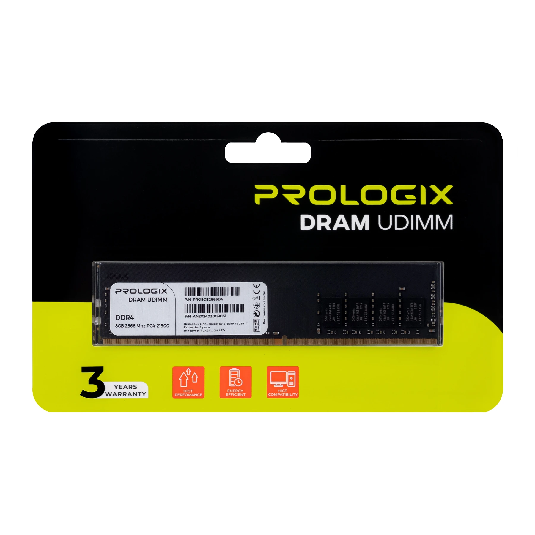 DDR4 8GB 2666MHz Prologix (PRO8GB2666D4) Оперативна пам'ять image 1