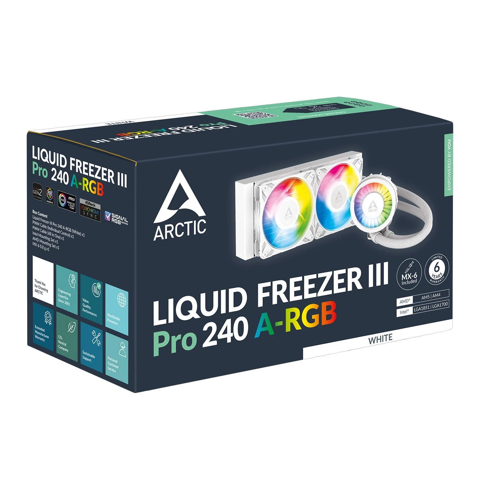 Водяне охолодження Arctic Liquid Freezer III Pro 240 A-RGB White (ACFRE00186A) Охолодження image 3