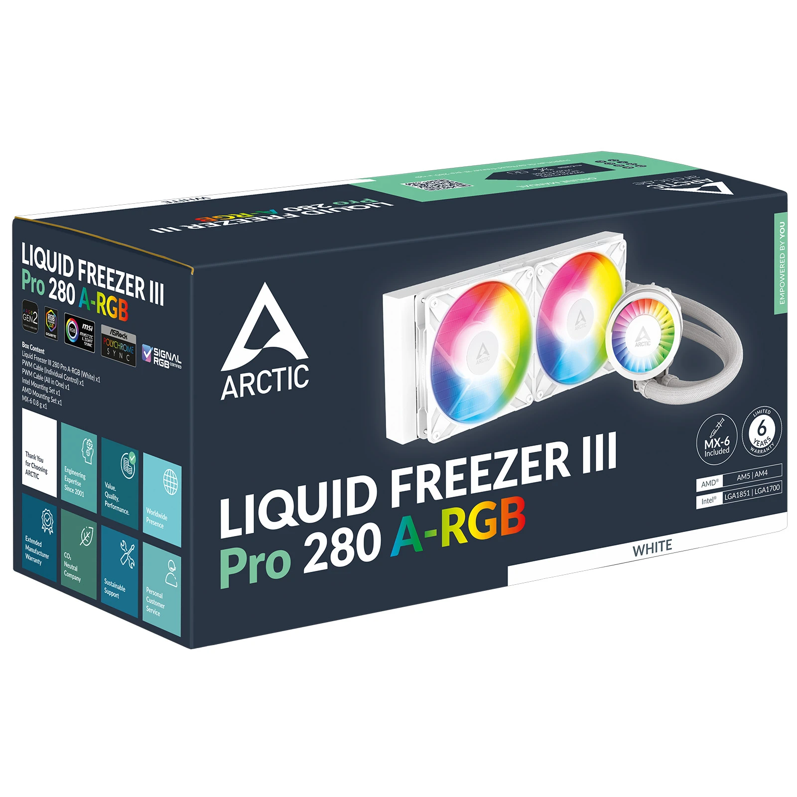Водяне охолодження Arctic Liquid Freezer III Pro 280 A-RGB White (ACFRE00187A) Охолодження image 2