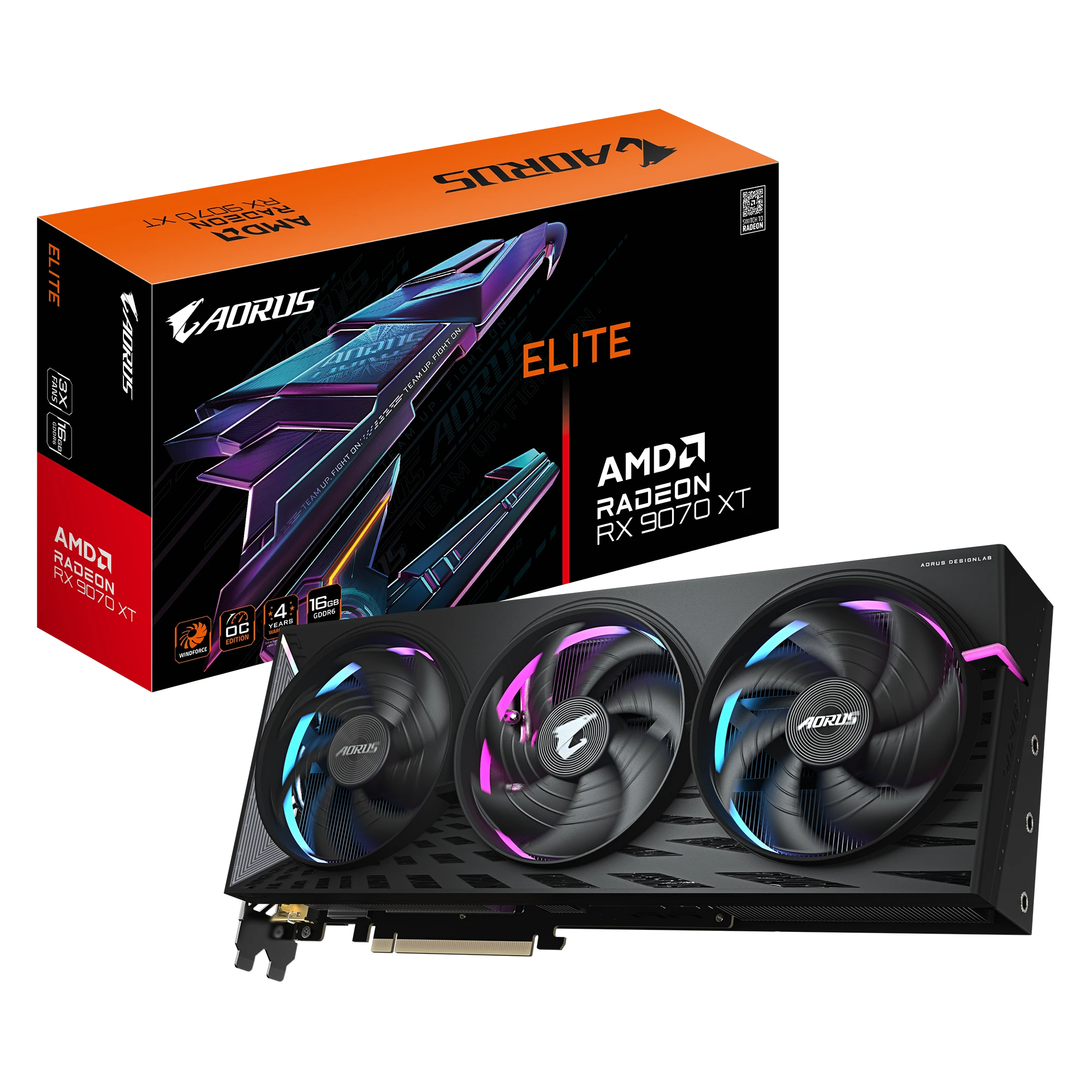 AMD Radeon Gigabyte RX 9070 XT AORUS ELITE 16G (GV-R9070XTAORUS E-16GD) Відеокарти image 1