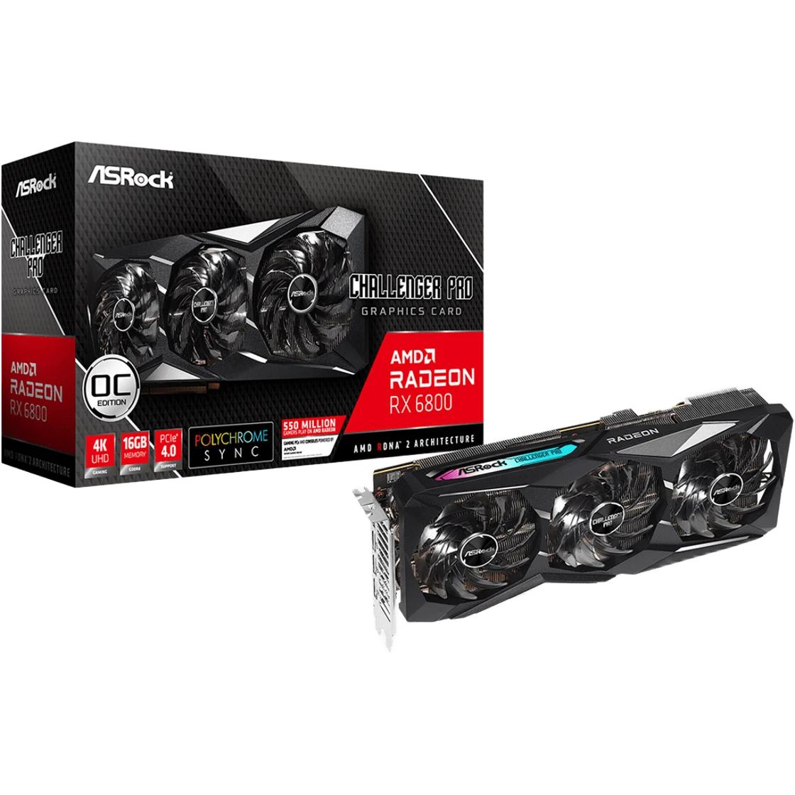AMD Radeon ASRock RX 6800 16Gb Challenger Pro OC (RX6800 CLP 16GO) Відеокарти image 1