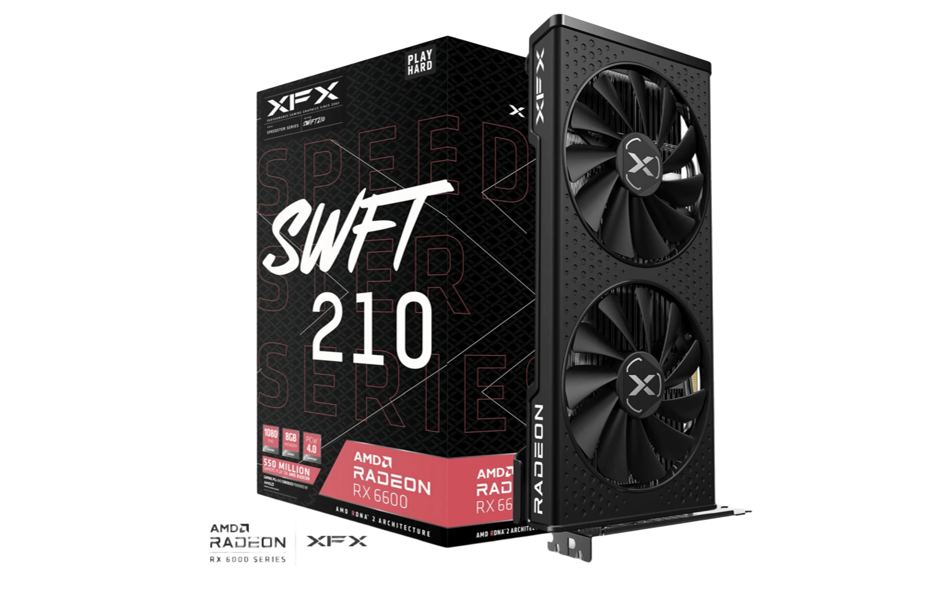 AMD Radeon XFX RX 6600  8GB Speedster SWFT 210 (RX-66XLBL) Відеокарти image 1