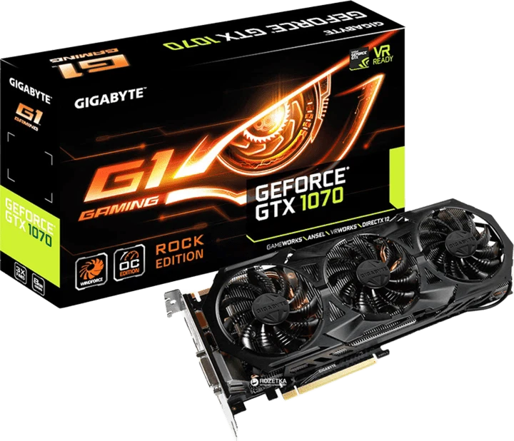 Gigabyte GTX 1070 8Gb Gaming G1 Rock  (GV-N1070G1 ROCK-8GD) Відеокарти image 1