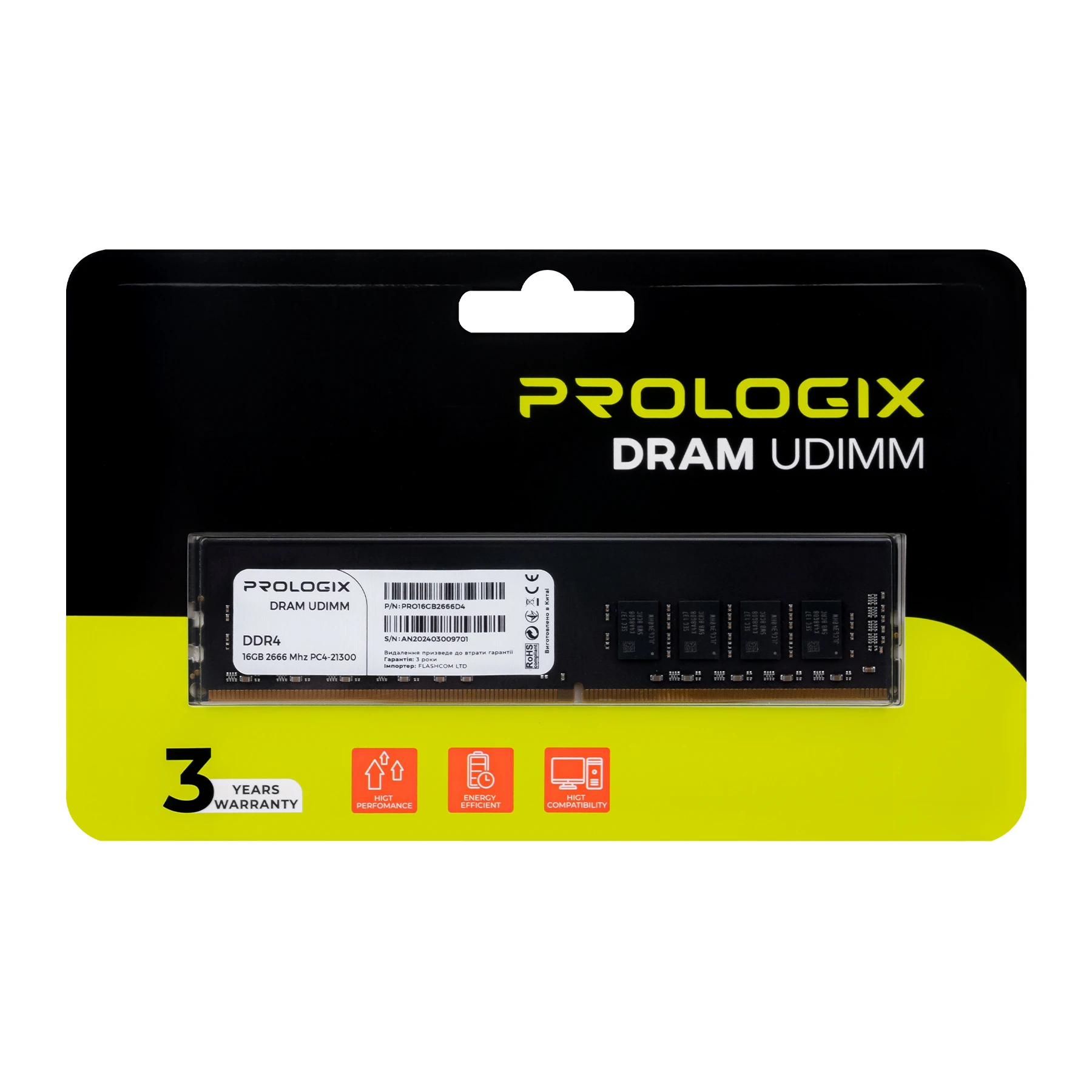 DDR4 16GB 2666MHz Prologix (PRO16GB2666D4) Оперативна пам'ять image 1