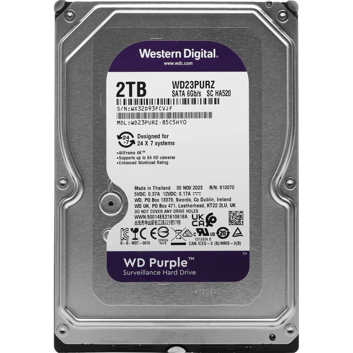 HDD 3.5 2TB WD Purple (WD23PURZ) Накопичувачі image 2