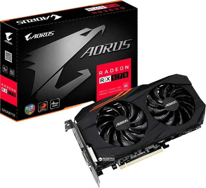AMD Radeon Gigabyte RX 570 4Gb AORUS (GV-RX570AORUS-4GD) Відеокарти image 1