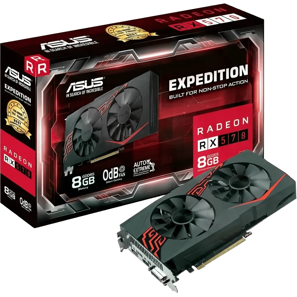 AMD Radeon Asus RX 570 8Gb Expedition DVI (RX-570-8G-M8B-EX) Відеокарти image 1