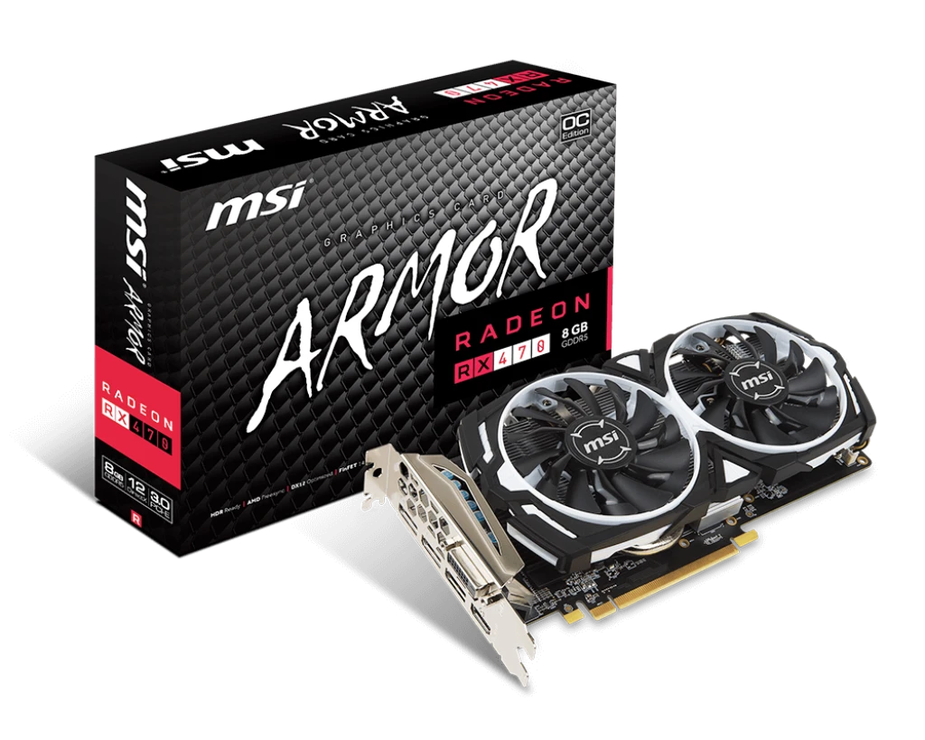 AMD Radeon MSI RX 470 8Gb Armor OC (Radeon RX 470 ARMOR 8G OC) Відеокарти image 1