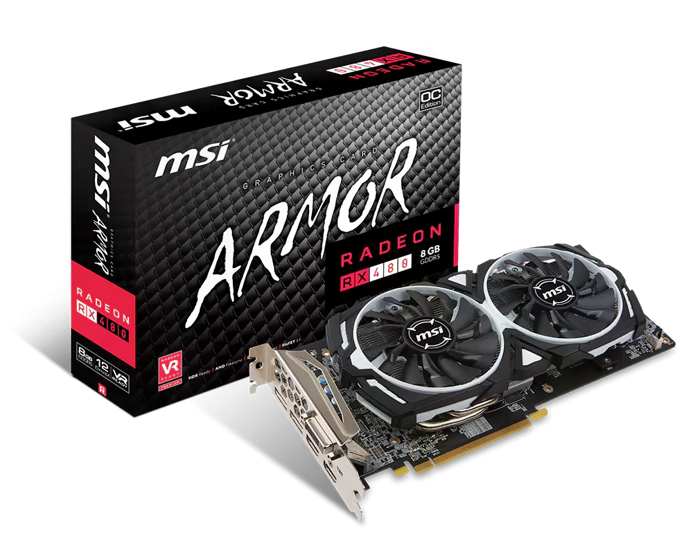 AMD Radeon MSI RX 480 8Gb Armor OC (Radeon RX 480 ARMOR 8G OC) Відеокарти image 1