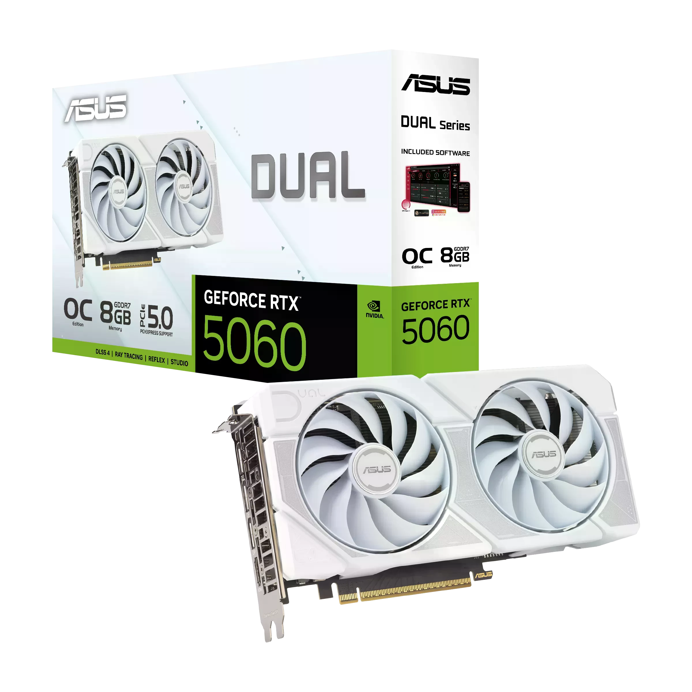 Asus RTX 5060 8GB Dual OC WHITE (DUAL-RTX5060-O8G-WHITE) Відеокарти image 1