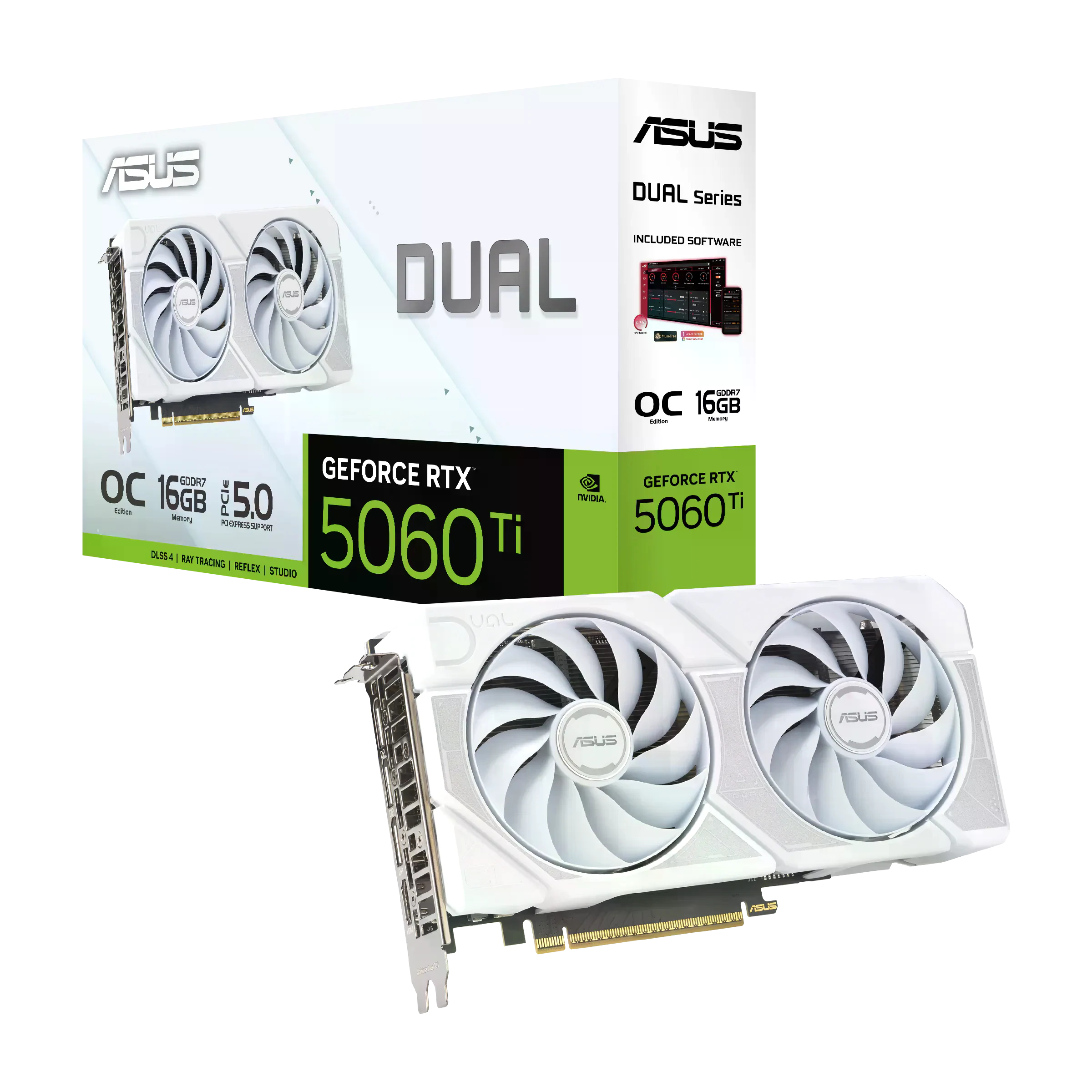 Asus RTX 5060 Ti 16Gb Dual OC White (DUAL-RTX5060TI-O16G-WHITE) Відеокарти image 1