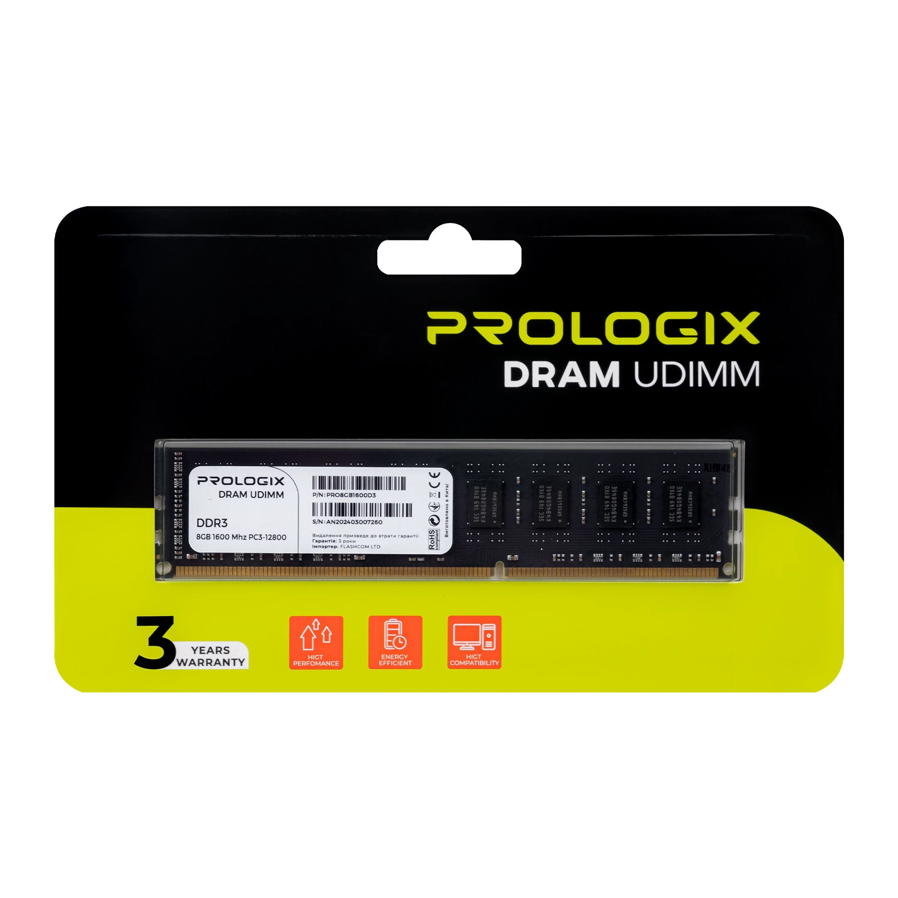 DDR3 8Gb 1600MHz ProLogix (PRO8GB1600D3) Оперативна пам'ять image 1