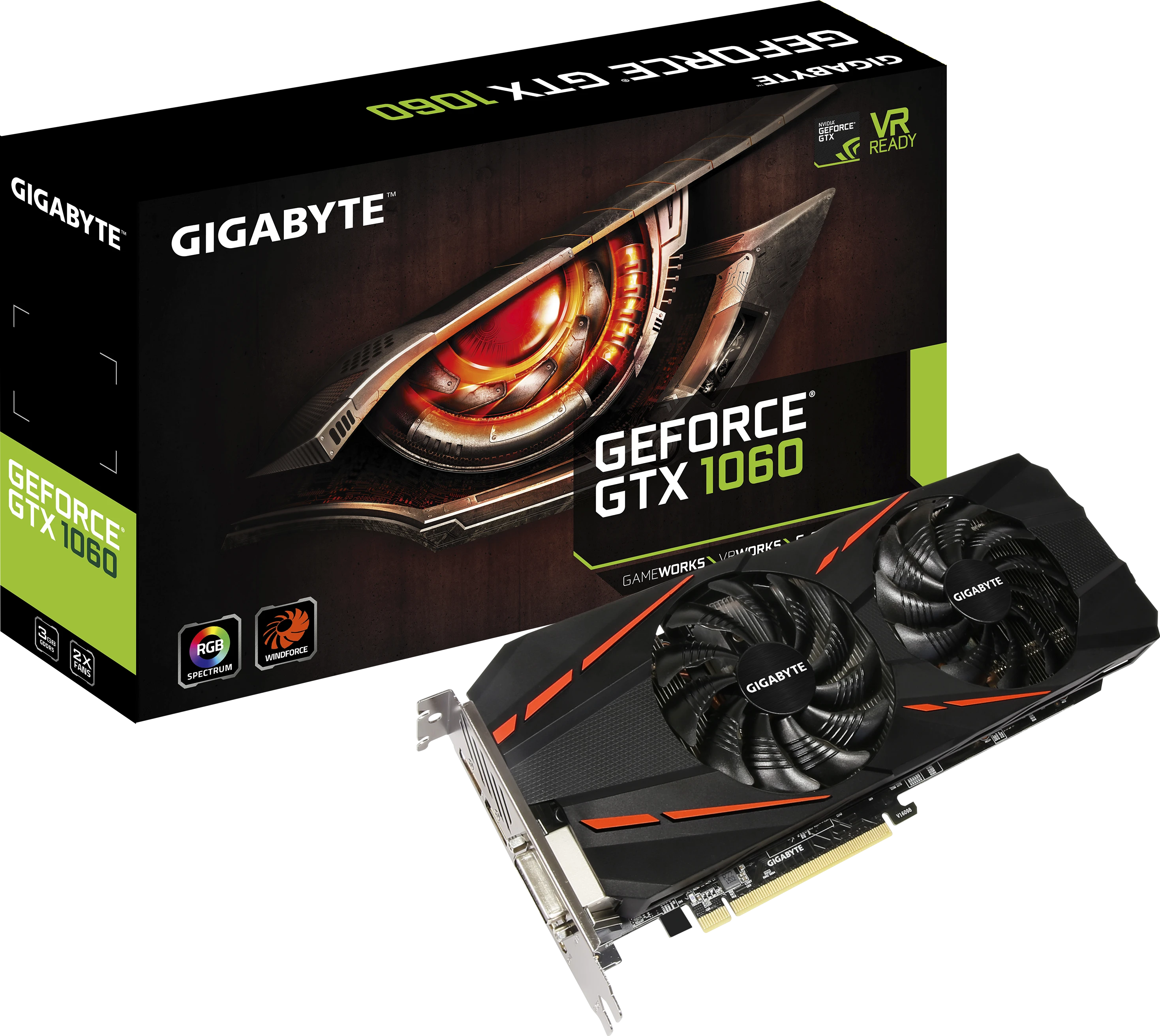 Gigabyte GTX 1060 WINDFORCE OC 3G (GV-N1060WF2OC-3GD-MI) Відеокарти image 1