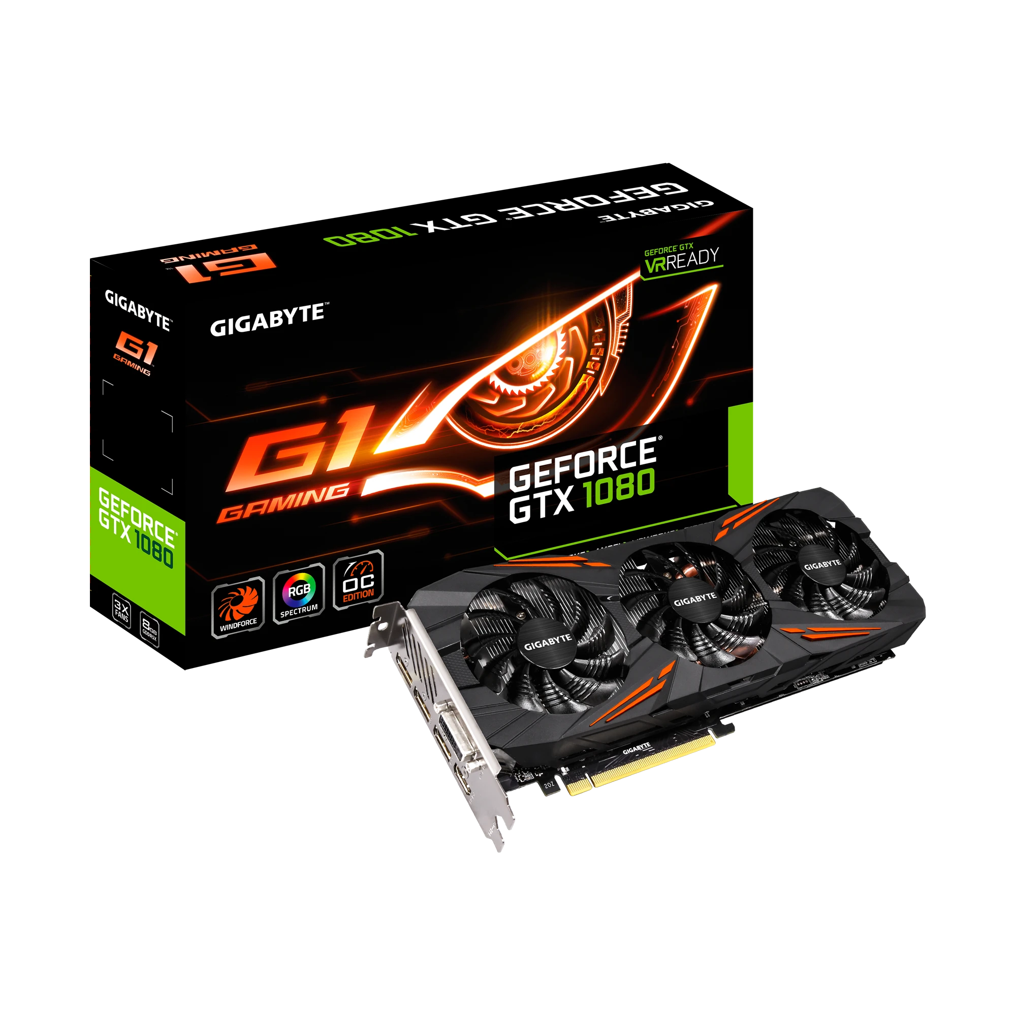 Gigabyte GTX 1080 8Gb (GV-N1080G1-8GD) Відеокарти image 1