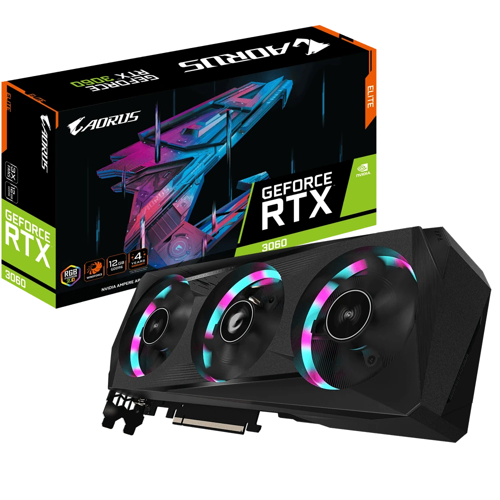 Gigabyte RTX 3060 12Gb Aorus Elite (GV-N3060AORUS E-12GD) Відеокарти image 1