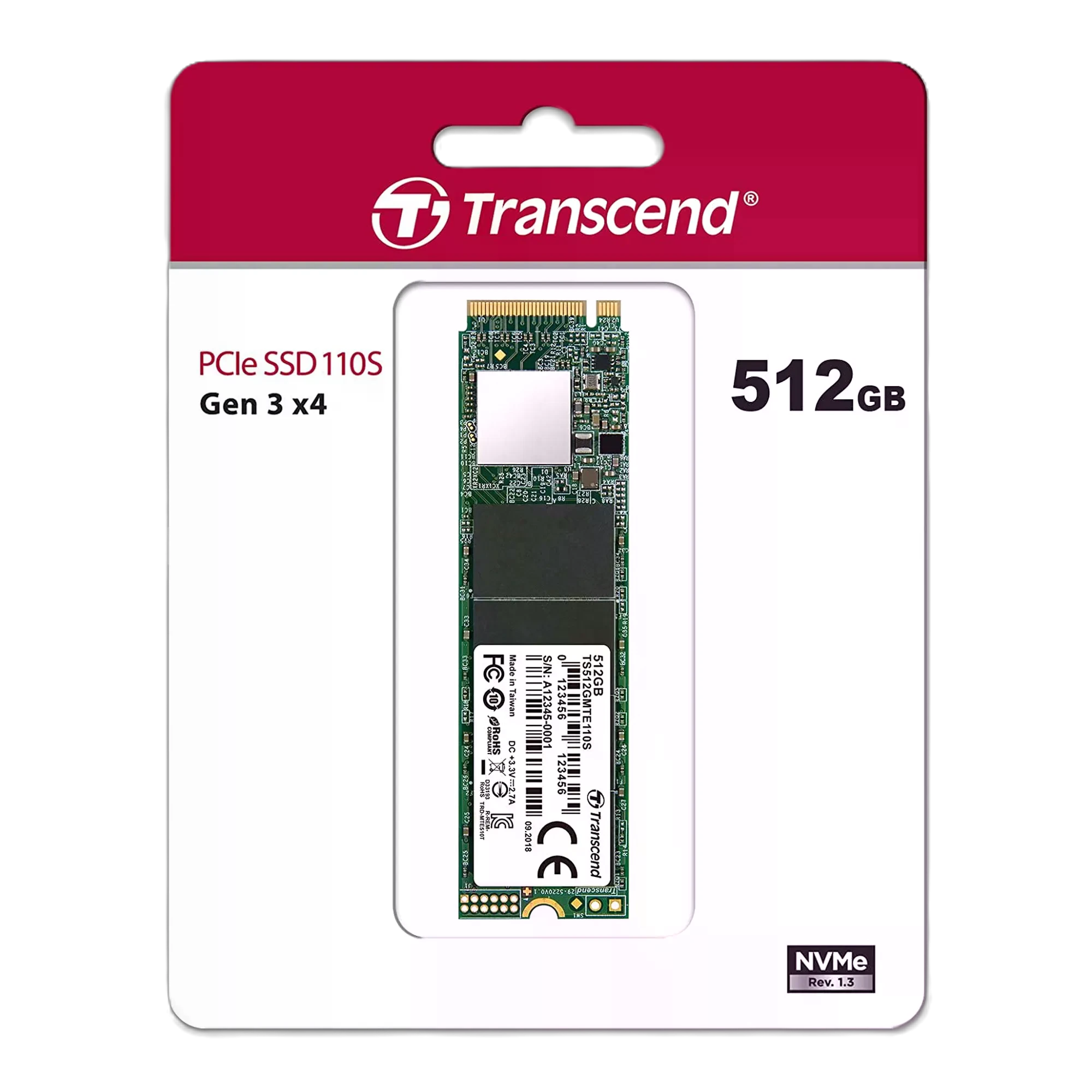 M.2 NVMe 512GB Transcend  (TS512GMTE110S) Накопичувачі image 1