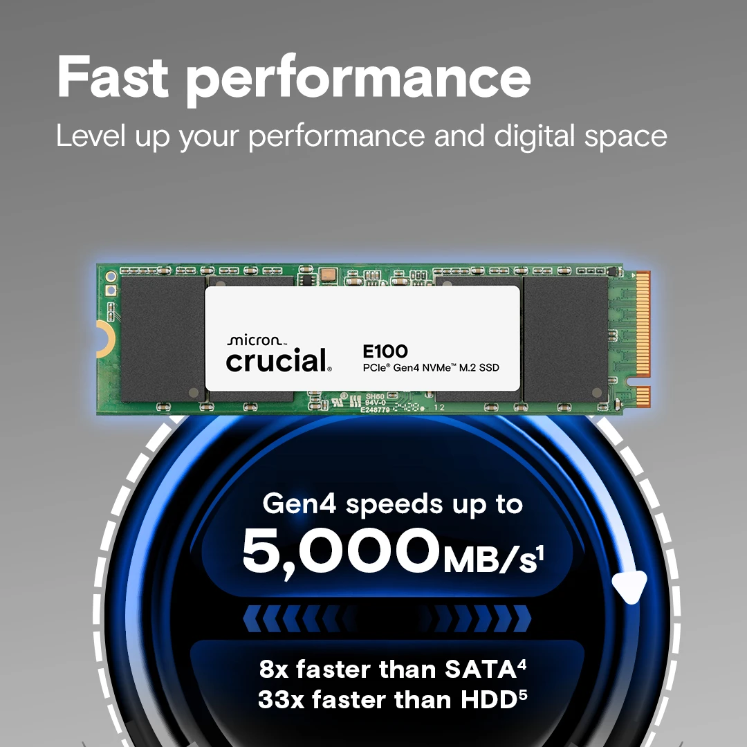 M.2 NVMe 1TB Crucial E100 (CT1000E100SSD8) Накопичувачі image 2