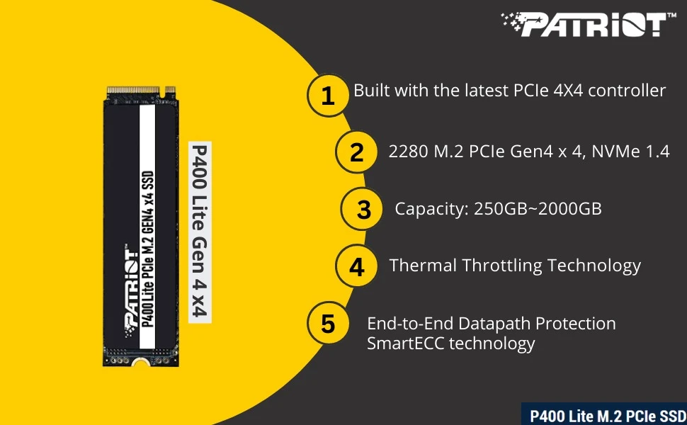M.2 NVMe 2Tb Patriot P400 Lite (P400LP2KGM28H) Накопичувачі image 4