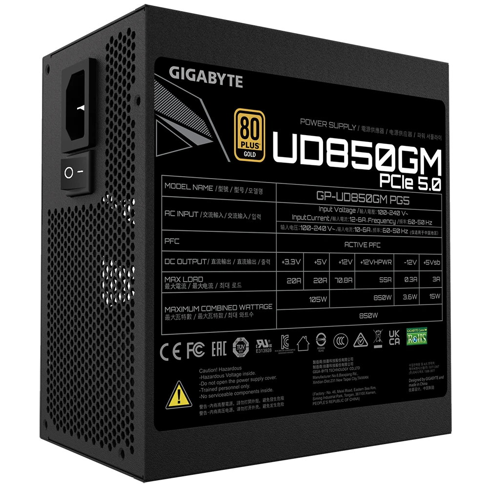 Блок живлення Gigabyte GOLD 850W (GP-UD850GM PG5) Блоки живлення image 4