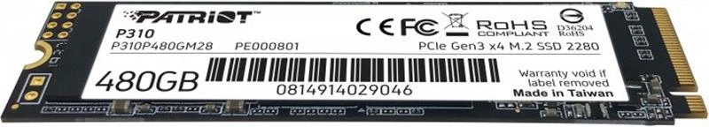 M.2 NVMe 480Gb Patriot P310 (P310P480GM28) Накопичувачі image 3