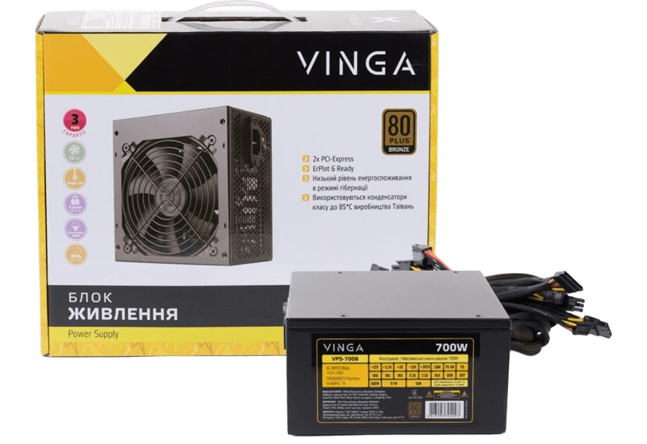 Блок живлення Vinga VPS-700B 700W Блоки живлення image 1