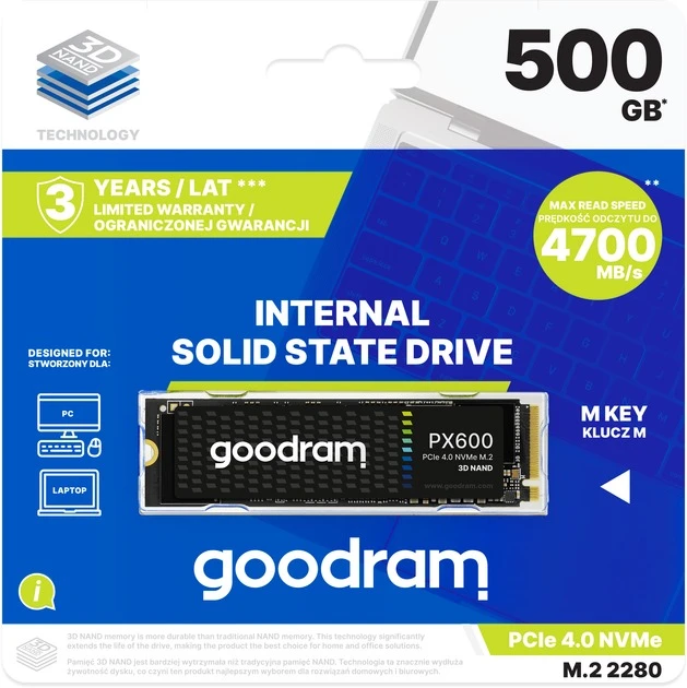 M.2 NVMe 500Gb Goodram PX600 3D NAND (SSDPR-PX600-500-80) Накопичувачі image 3