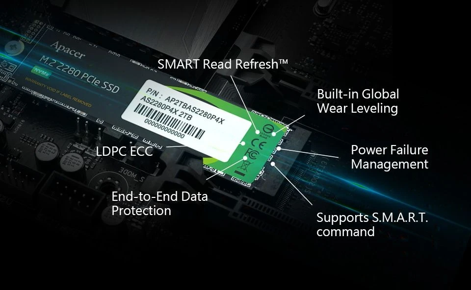 M.2 NVMe 512Gb Apacer AS2280P4X (AP512GAS2280P4X-1) Накопичувачі image 3