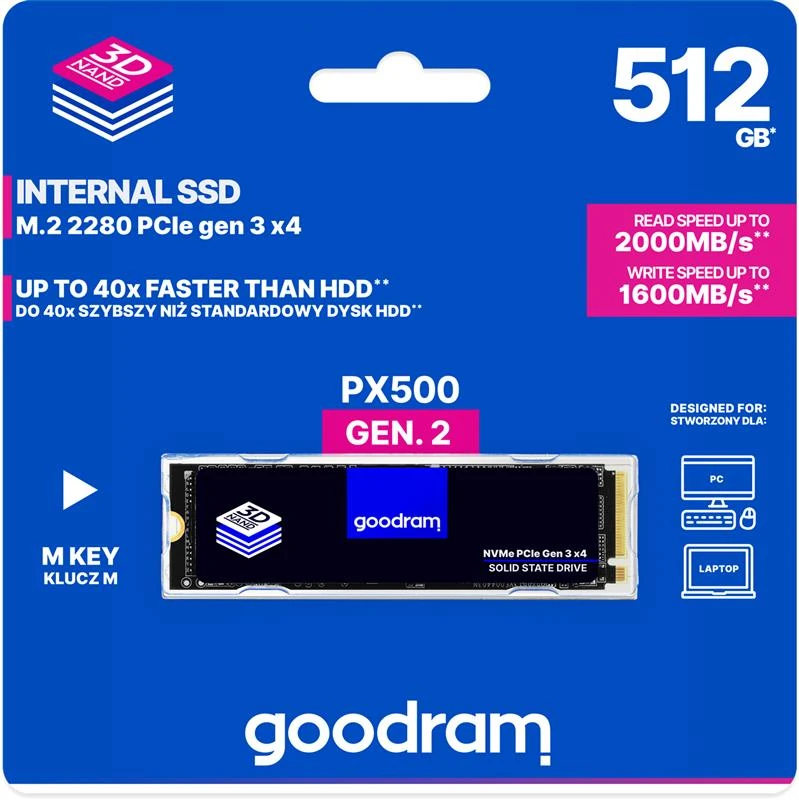 M.2 NVMe 512Gb Goodram PX500 (SSDPR-PX500-512-80-G3) Накопичувачі image 3