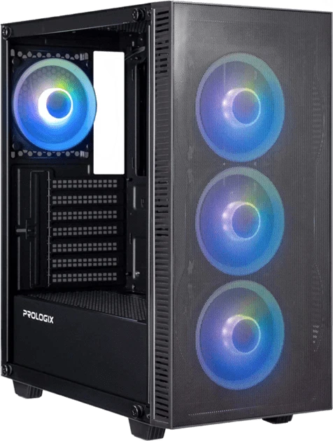 Корпус Prologix E123 Tempered Glass&Mesh Black Корпуси image 1