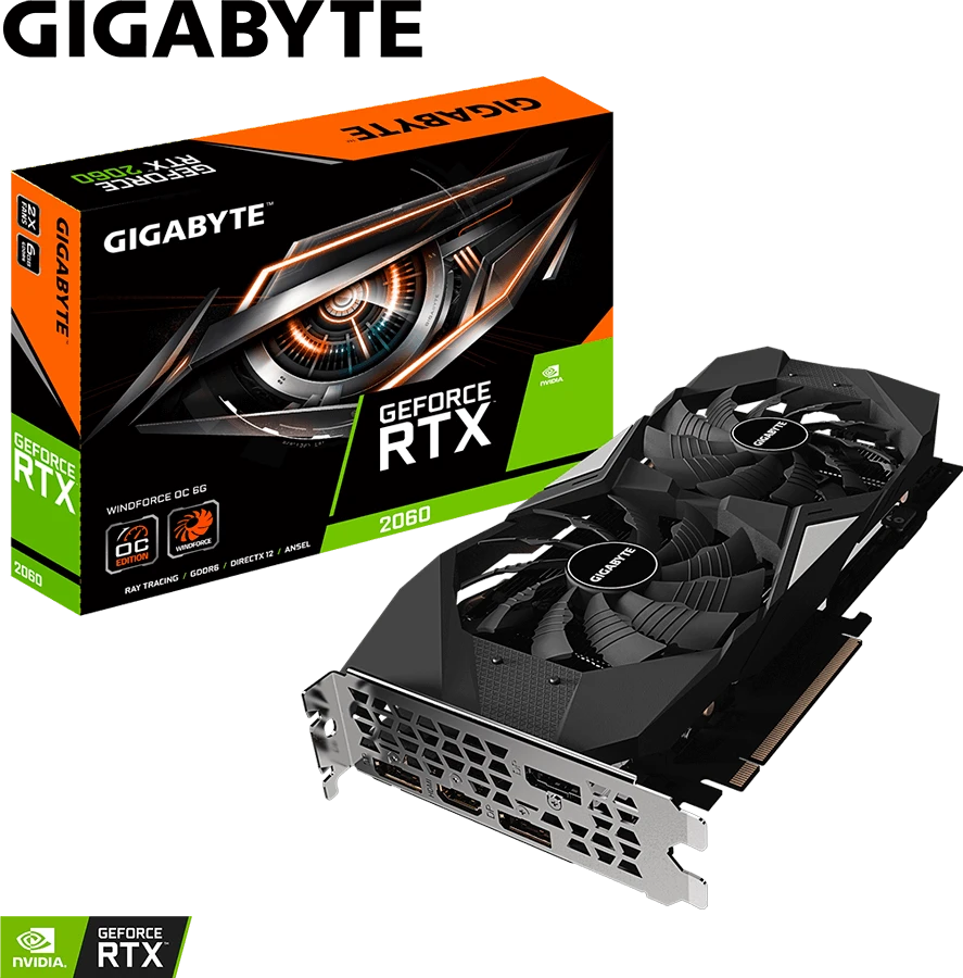 Gigabyte RTX 2060 6Gb Windforce OC (GV-N2060WF2OC-6GD) Відеокарти image 1