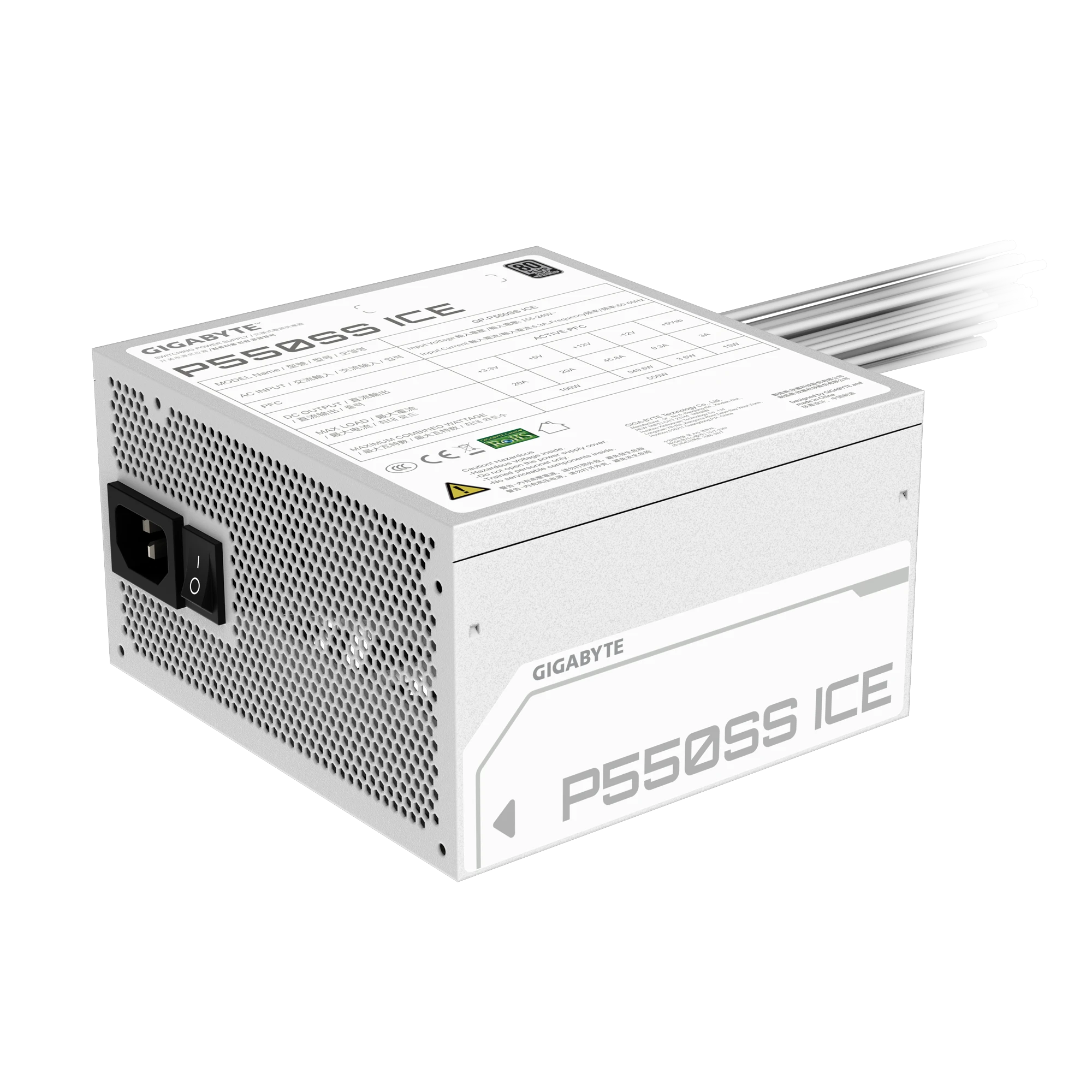 Блок живлення Gigabyte P550SS 550W 80+Silver White (GP-P550SS ICE) Блоки живлення image 3