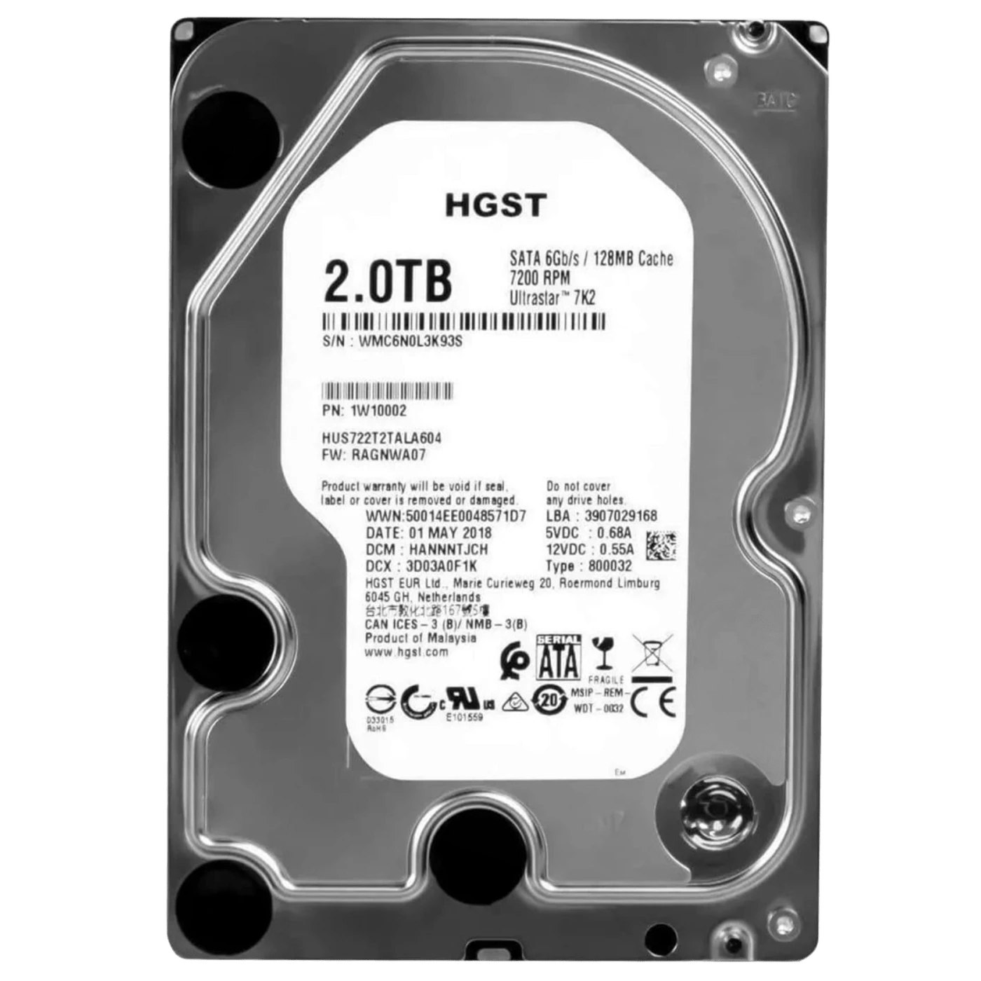 HDD 3.5 2TB Hitachi HGST Ultrastar 7K2 (1HUS722T2TALA604) Накопичувачі image 1