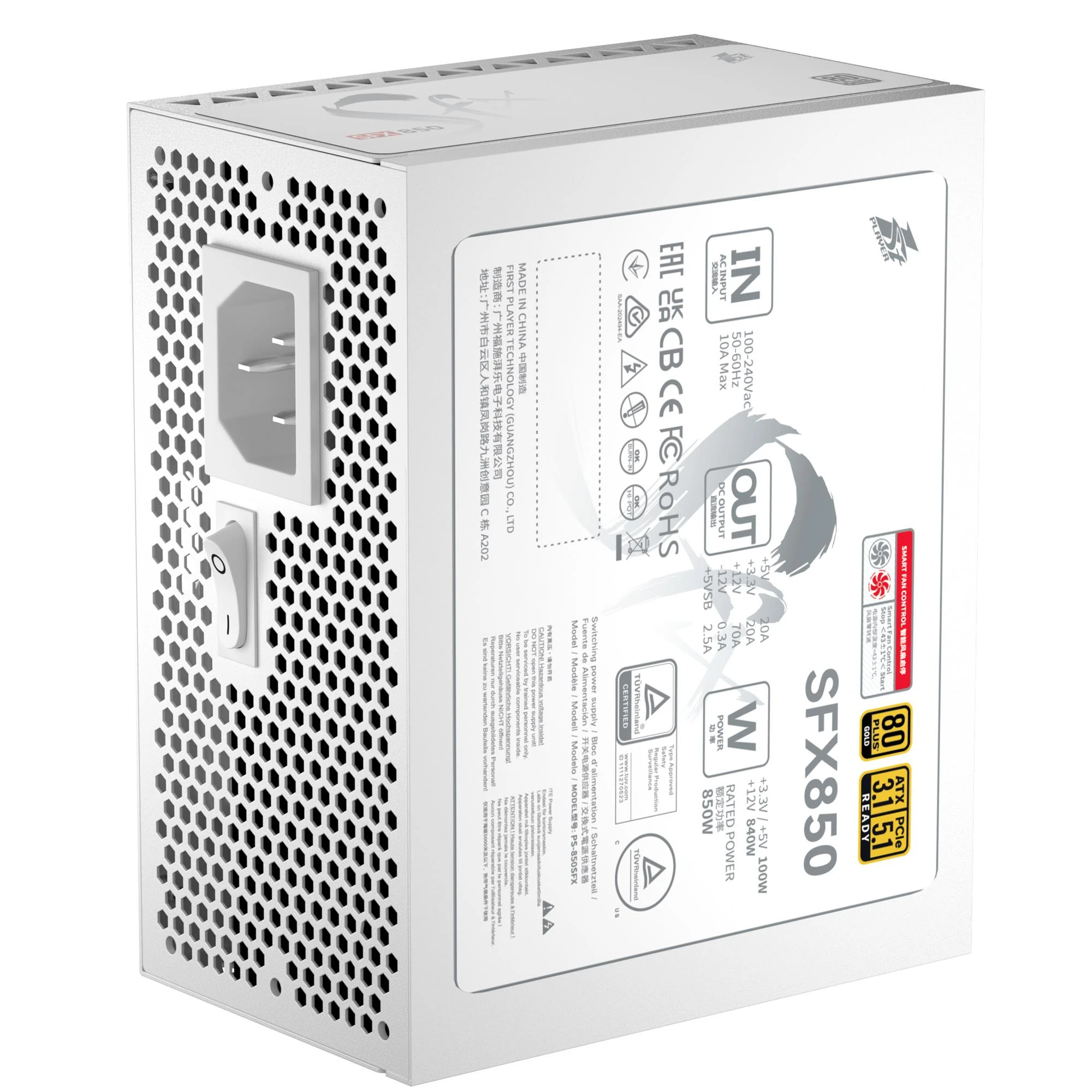 Блок живлення 1stPlayer PS-850SFX 850W White (SFX-GLD-850-WH-EU) Блоки живлення image 4