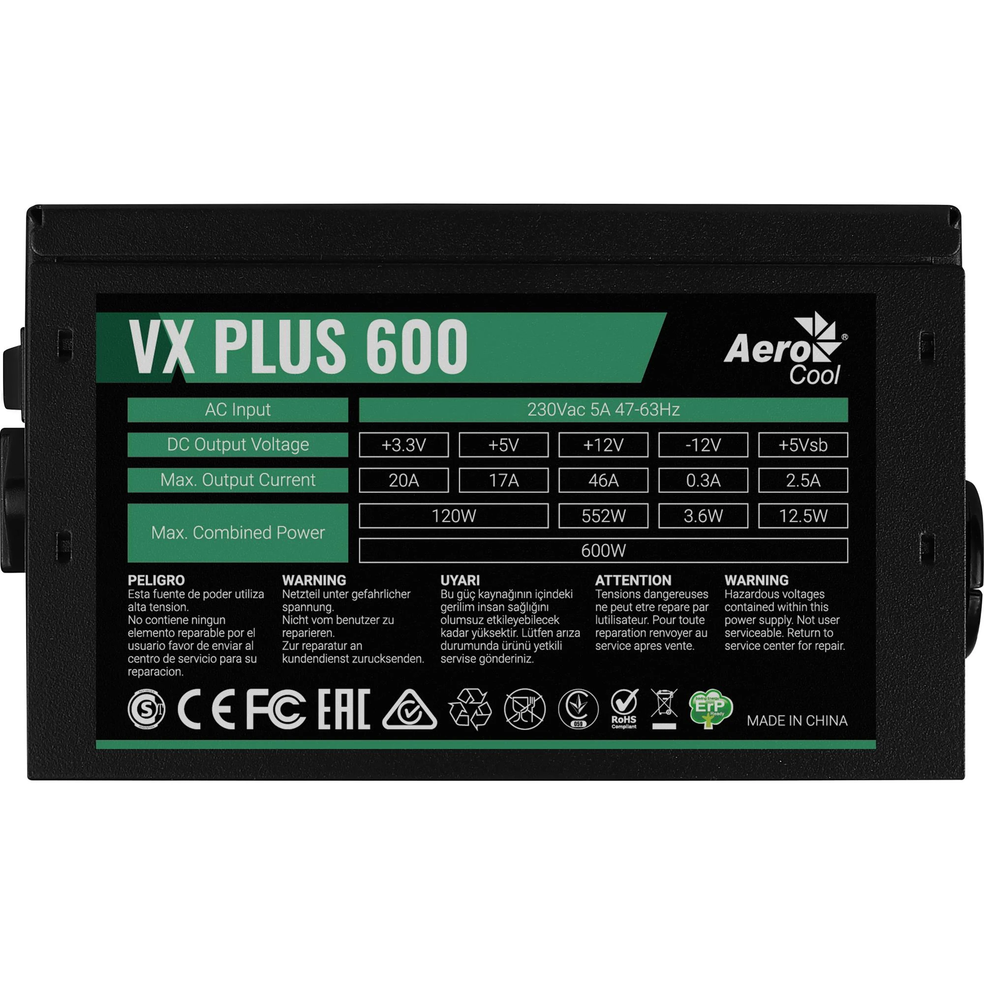 Блок живлення AeroCool VX Plus Stealth 600W (ACPN-VS60NEY.12) Блоки живлення image 2