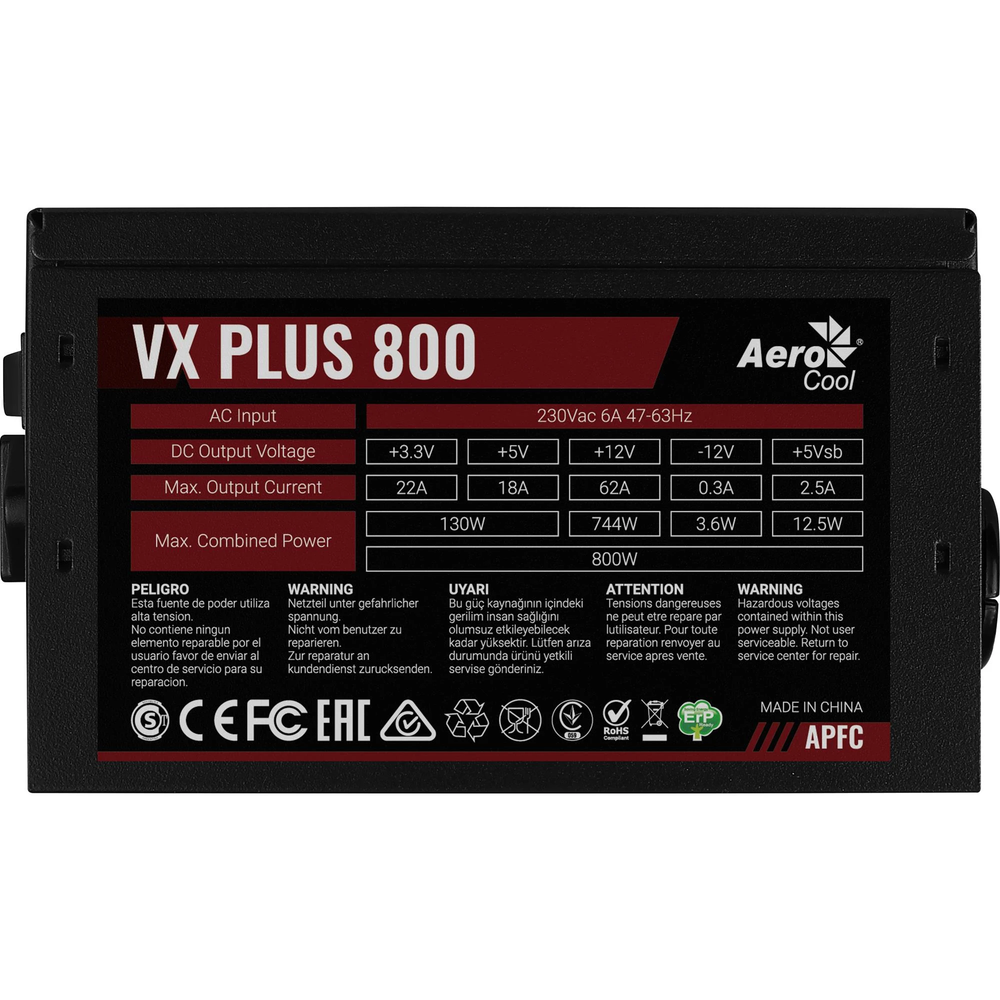 Блок живлення AeroCool VX Plus Stealth 800 (ACPN-VS80AEY.12) 800W Блоки живлення image 4