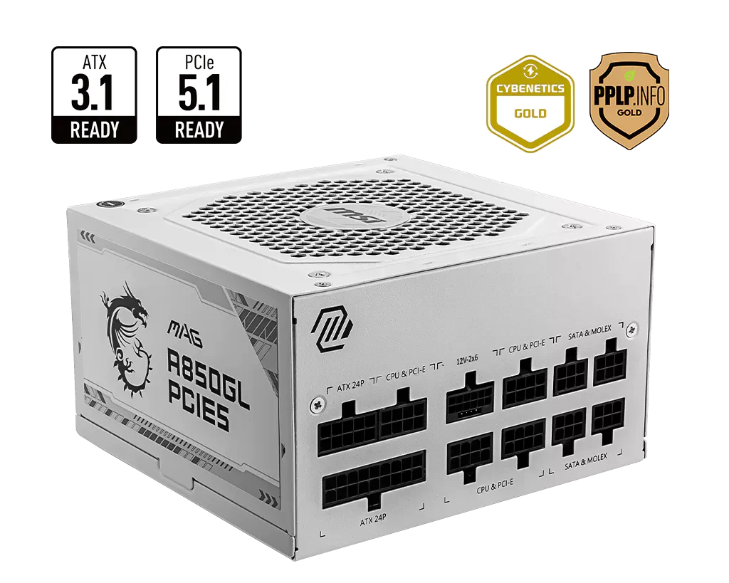Блок живлення MSI MAG 850W PCIE5 (A850GL WHITE) White Блоки живлення image 3