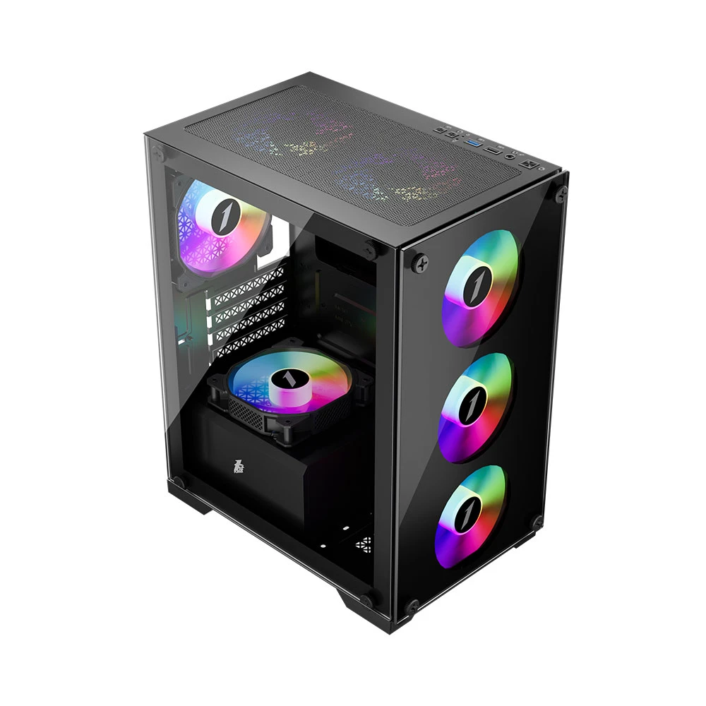 Корпус 1stPlayer X2-M-BK-4F1 Black без БЖ Корпуси image 1