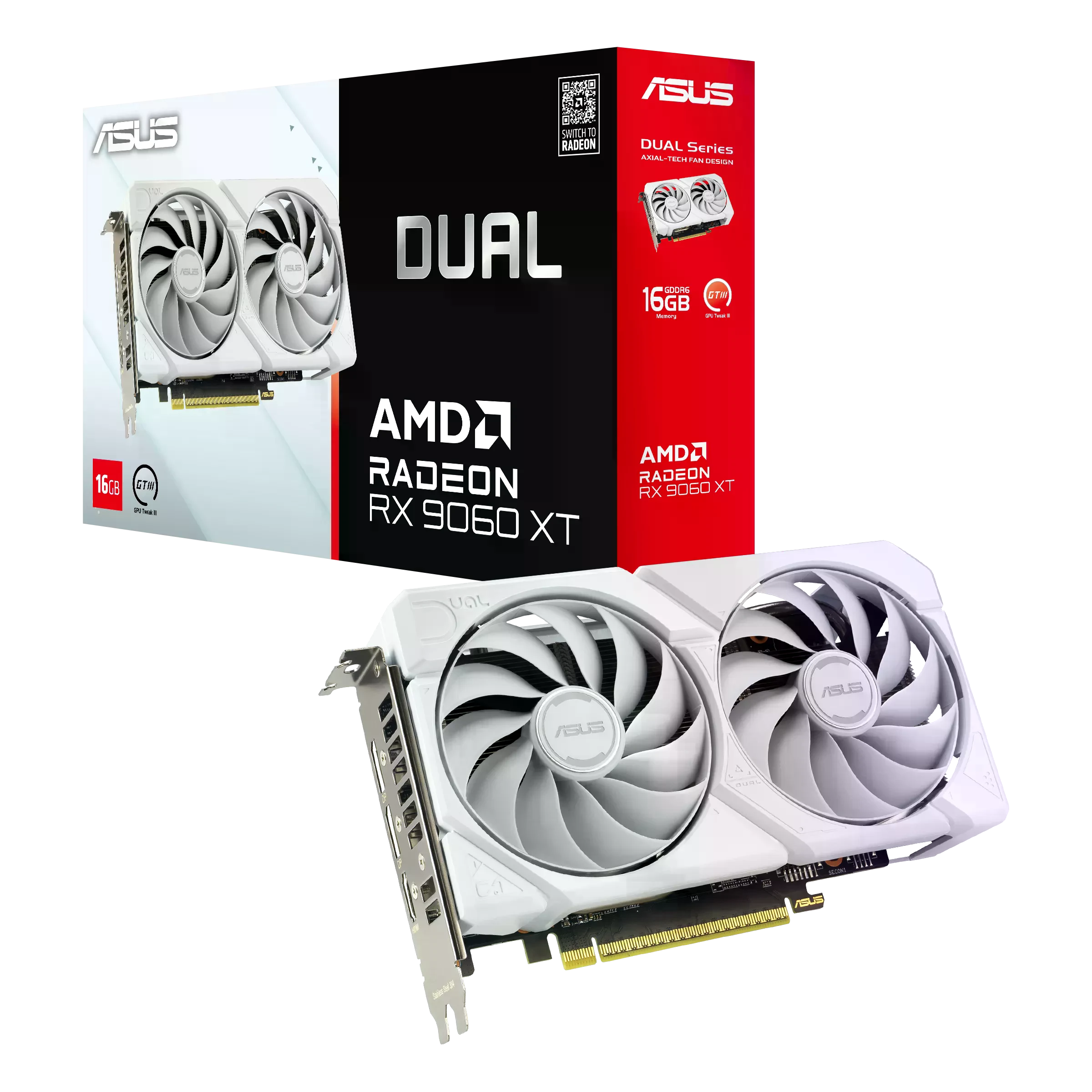 AMD Radeon Asus RX 9060 XT 16GB GDDR6 Dual White (DUAL-RX9060XT-16G-WHITE) Відеокарти image 1