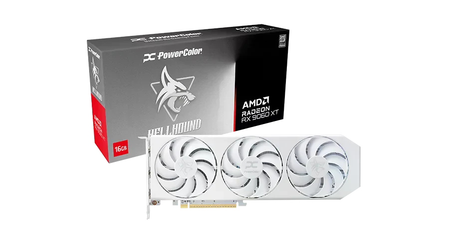 AMD Radeon PowerColor RX 9060 XT 16GB Hellhound Spectral White (RX9060XT 16G-L/OC/WHITE) Відеокарти image 1