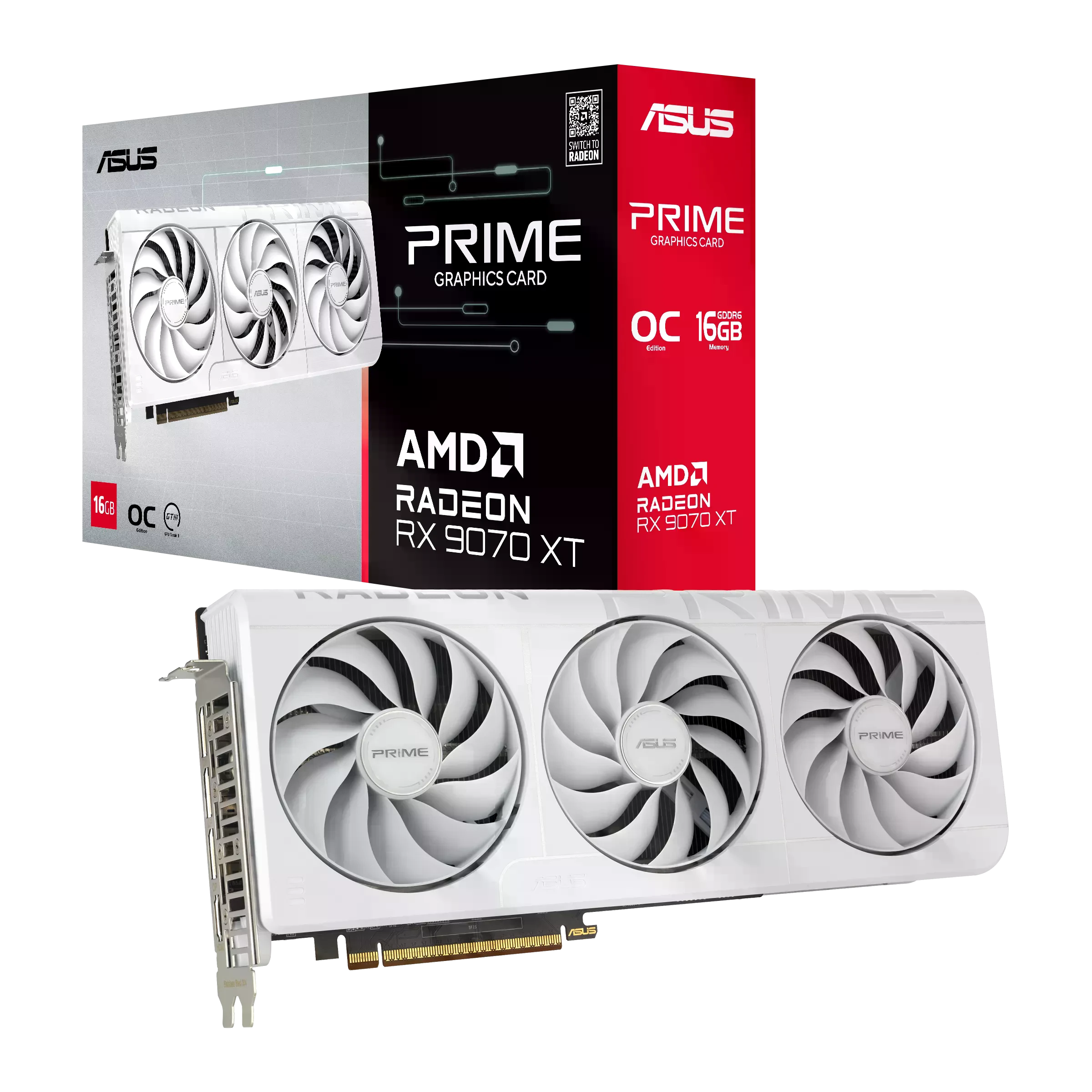 AMD Radeon Asus RX 9070 XT 16GB PRIME OC WHITE  (PRIME-RX9070XT-O16G-WHITE) Відеокарти image 1