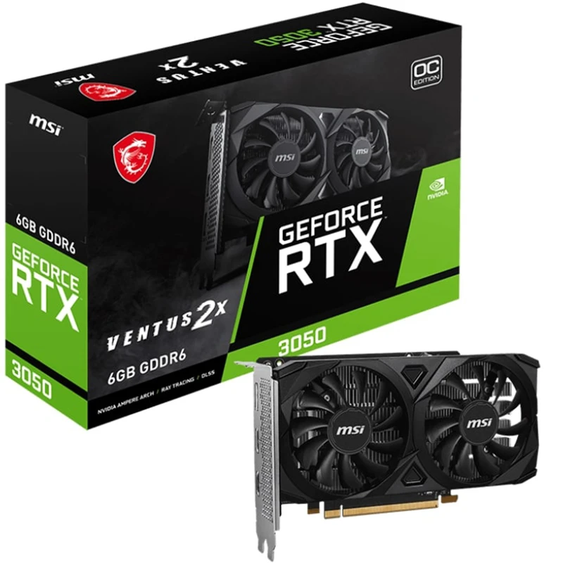 MSI RTX 3050 6GB Ventus 2X E OC (GeForce RTX 3050 VENTUS 2X E 6G OC) Відеокарти image 1