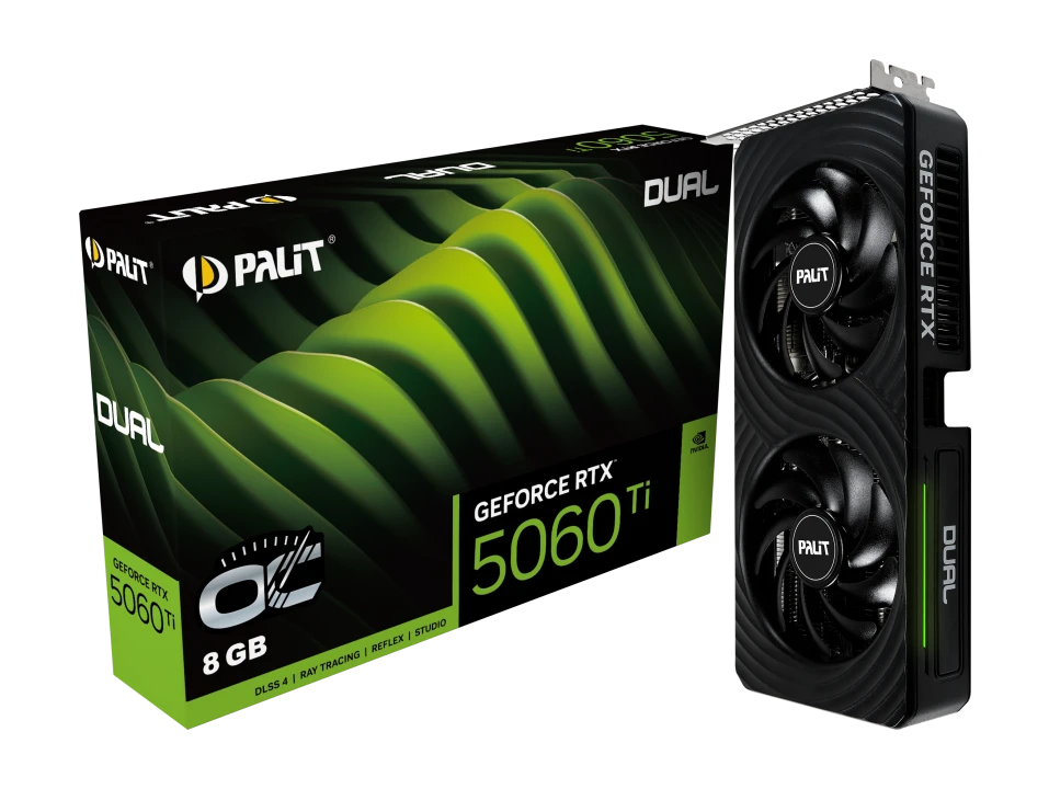 Palit RTX 5060 Ti 8GB Dual OC (NE7506TT19P1-GB2062D) Відеокарти image 1