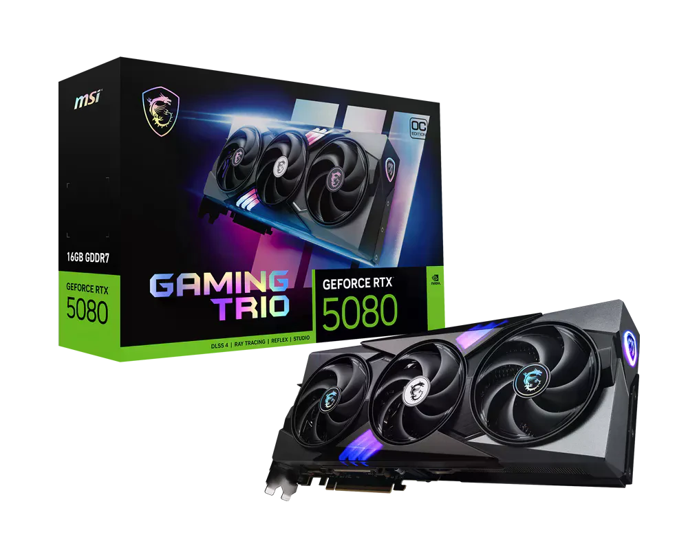 MSI RTX 5080 16GB Gaming Trio OC (GeForce RTX 5080 16G GAMING TRIO OC) Відеокарти image 1