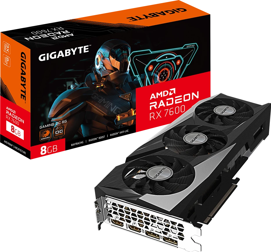 AMD Radeon Gigabyte RX 7600 8G GAMING OC (GV-R76GAMING OC-8GD) Відеокарти image 1