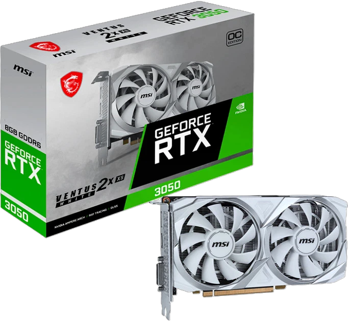 MSI RTX 3050 8G VENTUS 2X XS WHITE OC Відеокарти image 1