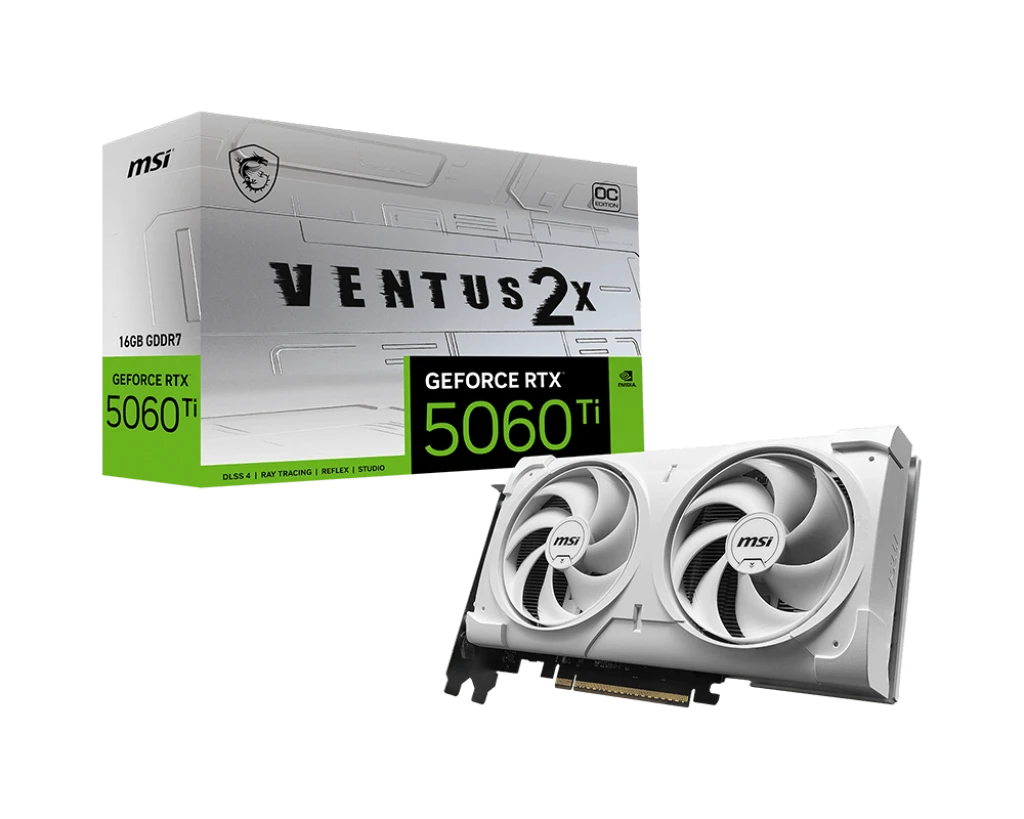 MSI RTX 5060 Ti 16GB VENTUS 2X OC WHITE PLUS (G506T16V2CWP) Відеокарти image 1